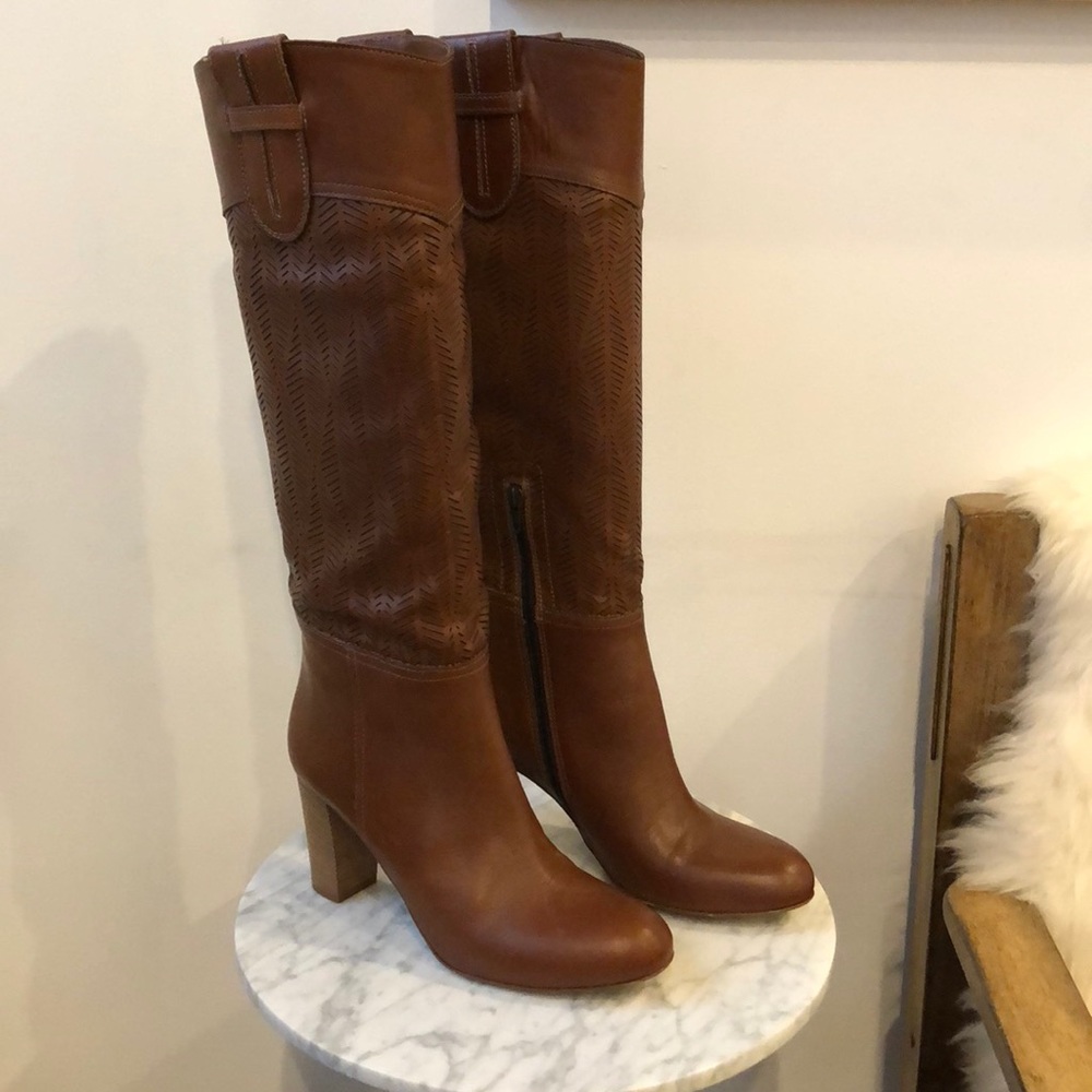 Barney’s New York Leather Laser-cut Cognac Boots